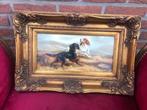 fraai schilderij: jachthonden in 't veld, Ophalen of Verzenden, Zo goed als nieuw, Schilderij, Minder dan 50 cm