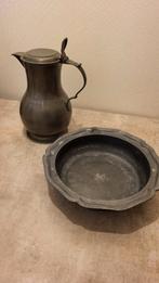 Antieke Tinnen Schaal en Schenkkan, Antiek en Kunst, Antiek | Tin, Ophalen of Verzenden