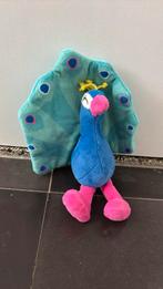 Flying Tiger pauw knuffel blauw roze pluche, Ophalen of Verzenden, Zo goed als nieuw