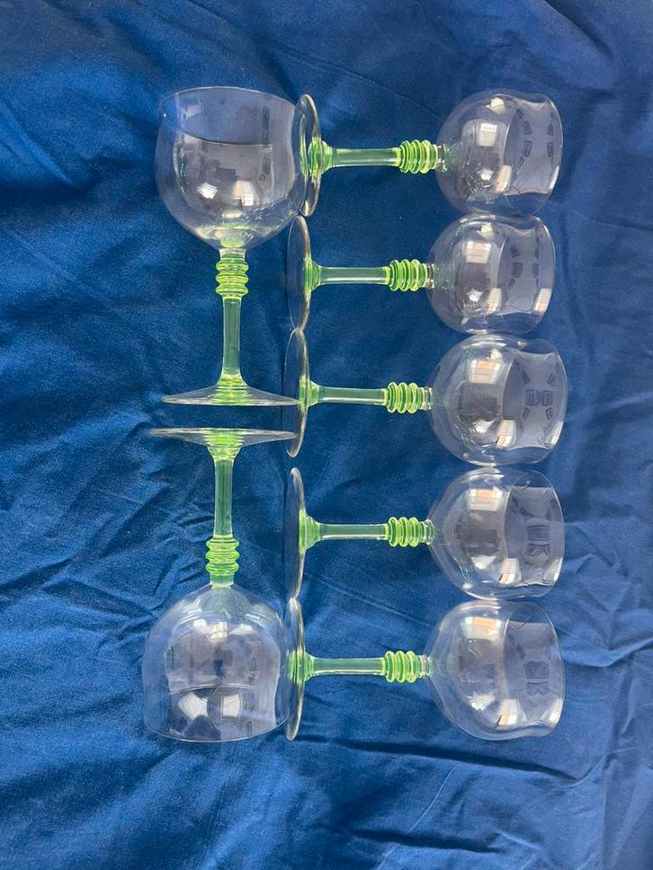 Wijnglazen Anna groen 6x, Verzamelen, Glas en Borrelglaasjes, Zo goed als nieuw, Overige typen, Ophalen