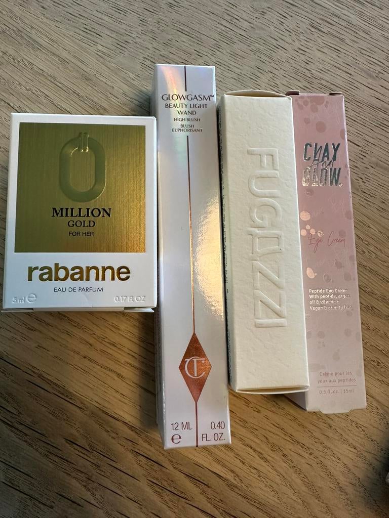 Paco rabanne, Charlotte tilbury, clay clow, fugazzi, Verzenden, Zo goed als nieuw