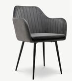 Grijze Velvet Rib Eetkamerstoel met Armleuning, Ophalen, Nieuw, Eén, Stof