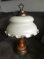 Staande Lamp Koper / Hout Vintage., Ophalen of Verzenden, Gebruikt, Glas, 50 tot 75 cm