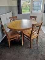 eetkamer set compleet met ronde tafel en 4 stoelen, Huis en Inrichting, Complete eetkamers, 4 tot 6 stoelen, Gebruikt, Basic, Ophalen