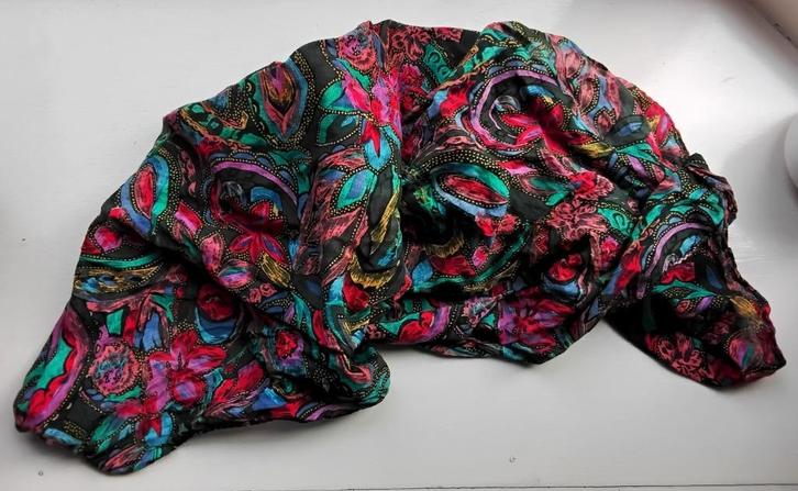 Vintage kleurrijke sjaal, Kleding | Dames, Mutsen, Sjaals en Handschoenen, Gedragen, Sjaal, Maat 46/48 (XL) of groter, Ophalen of Verzenden