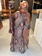 Massief houten sculptuur van Shou Lao, Antiek en Kunst, Ophalen