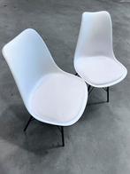 Witte kuipstoelen, eetkamerstoelen, fauteuil, Metaal, Twee, Wit, Ophalen of Verzenden