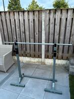 Combi squat- en bankdruksteunen incl halterstang, Sport en Fitness, Ophalen, Gebruikt