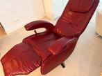 Rode leren relaxfauteuil, Huis en Inrichting, Fauteuils, Ophalen, Gebruikt, 75 tot 100 cm, Leer