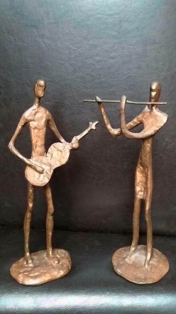 Art Deco set van twee bronzen beelden man en vrouw brons, Antiek en Kunst, Antiek | Koper en Brons, Brons, Ophalen of Verzenden