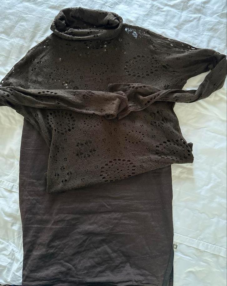Sarah Pacini Set: Truitje + Rokje, Kleding | Dames, Tops, Gedragen, Maat 36 (S), Bruin, Lange mouw, Ophalen of Verzenden