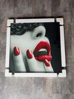 Glasschilderij Red Lips 80x80 cm, Ophalen, Oorspronkelijke maker, Nieuw, Schilderij