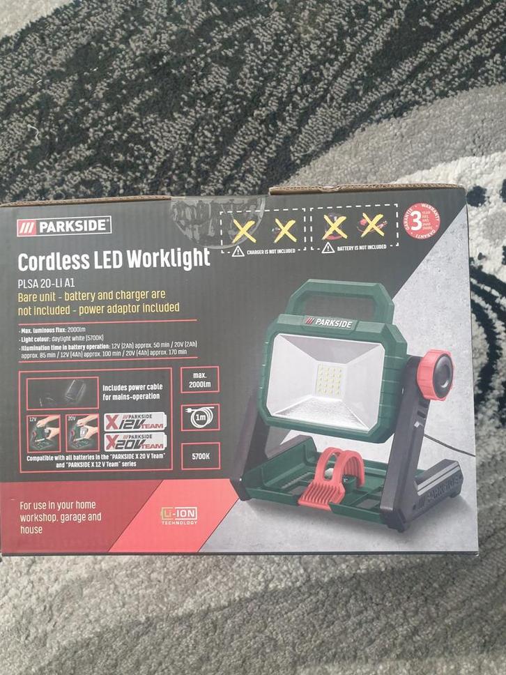 Parkside 20V / 12V accu led werklamp, Doe-het-zelf en Verbouw, Bouwverlichting, Nieuw, Lamp, Minder dan 50 watt, Ophalen