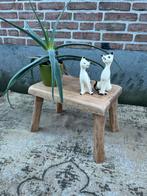 Vintage brutalist bijzettafel/ plantentafel in blank eiken, Ophalen of Verzenden