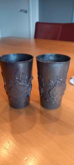 2 STUKS TINNEN BEKERS MET INITIALEN ANNO 1898 ( OP DE BEKER, Antiek en Kunst, Antiek | Tin, Ophalen of Verzenden