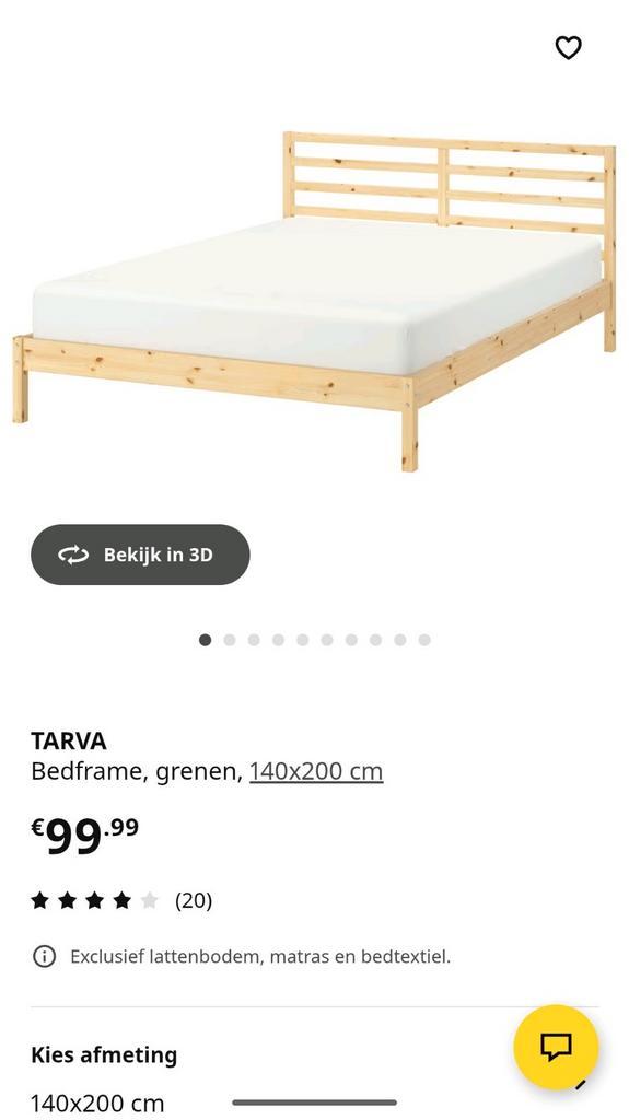IKEA TARVA houten bedframe inclusief lattenbodems 140x200, Huis en Inrichting, Slaapkamer | Bedden, Zo goed als nieuw, Tweepersoons