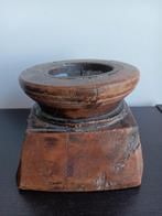 Oude poer kandelaar, Gebruikt, Bruin, Ophalen of Verzenden, Hout
