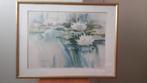 Aquarel met waterlelies in mooie lijst, Huis en Inrichting, Ophalen, 50 tot 75 cm, Overige typen, Zo goed als nieuw