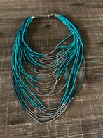 Nieuwe aqua kleur lange halsketting van kralen., Overige materialen, Verstelbaar, Blauw, Nieuw