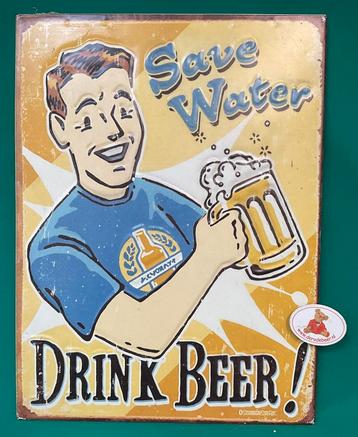Save water, drink beer reliëf bord beschikbaar voor biedingen
