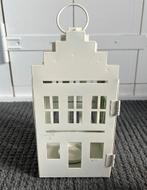 Lantaarn huisje 19cm trapgevel grachtenpand waxinelichtje, Huis en Inrichting, Woonaccessoires | Kandelaars en Kaarsen, Wit, Ophalen of Verzenden