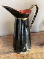 Brocante, vintage emaille waterkan - zwart - patina, Ophalen of Verzenden