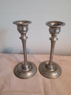 Oude Tinnen Kandelaars - Set van 2, Ophalen of Verzenden, Koper of Brons