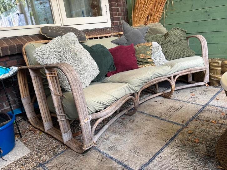 Originele zware bamboe / rotan bank, Tuin en Terras, Tuinsets en Loungesets, Gebruikt, Overige materialen, Bank, Ophalen