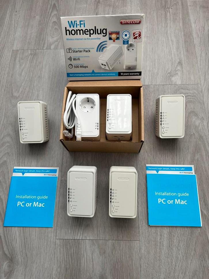 Sitecom LN-555 Wi-Fi Homeplug 500 Mbps 6 Pack, Computers en Software, Powerlines, Zo goed als nieuw, Ophalen of Verzenden