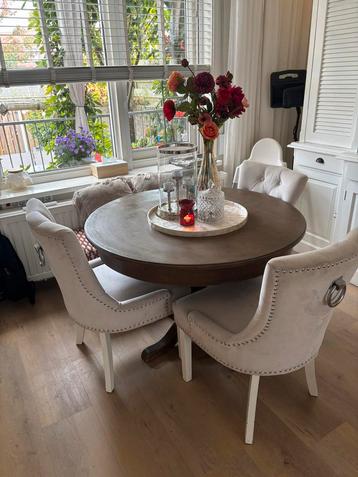 5 stoelen beige taupe velours landelijk beschikbaar voor biedingen