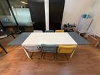 Eettafel met 6 stoelen, uitschuifbaar, Huis en Inrichting, Tafels | Eettafels, Ophalen, Overige materialen, Gebruikt, 50 tot 100 cm