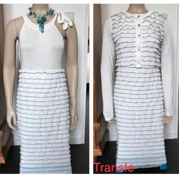 Jurk transfer ruches roomwit wit jurkje 38 M ( vest bolero beschikbaar voor biedingen