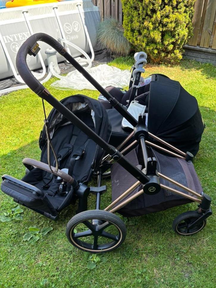 Cybex Priam 3-in-1 Kinderwagen Set | Zwart-Rosé, Kinderen en Baby's, Kinderwagens en Combinaties, Gebruikt, Combiwagen, Overige merken