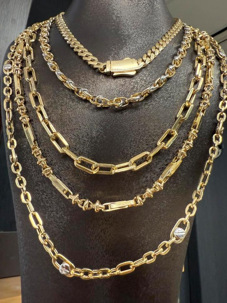 Prachtige 14 karaats gouden kettingen vanaf €1000, Sieraden, Tassen en Uiterlijk, Kettingen, Nieuw, Goud, Ophalen of Verzenden