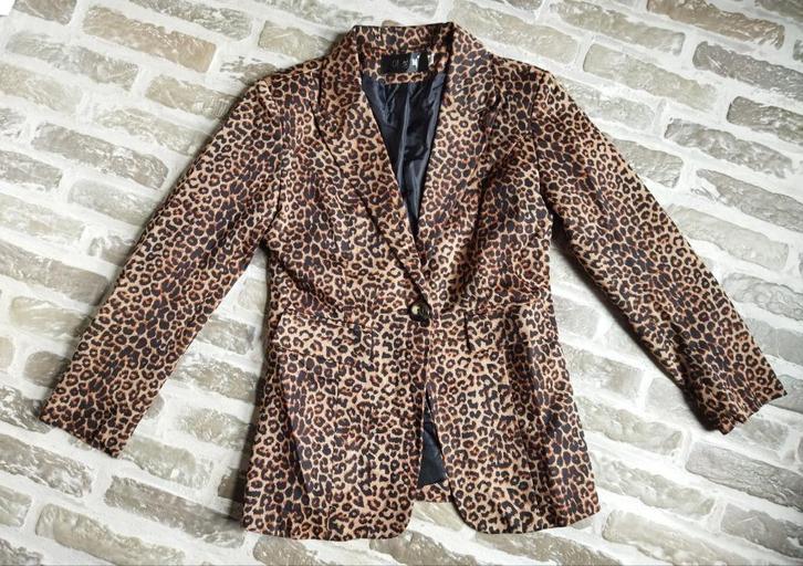 Blazer Leopard Maat S, Kleding | Dames, Jasjes, Kostuums en Pakken, Zo goed als nieuw, Jasje, Maat 36 (S), Bruin, Ophalen of Verzenden
