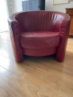 Vintage Rode Leren Fauteuils (twee), Ophalen of Verzenden, Gebruikt, Leer, 75 tot 100 cm