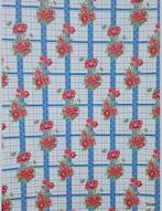 6944 Roze bloemen op raster patroon seventies keuken swiet, Huis en Inrichting, Ophalen of Verzenden, Minder dan 10 m², Blauw