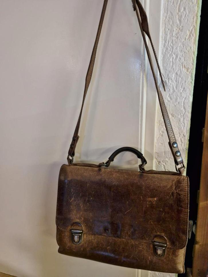 Vintage Fred de la Bretoniere tas,leer,schoudertas,aktetas, Verzamelen, Retro, Overige typen, Ophalen of Verzenden