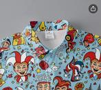 Carnavals blouse lichtblauw met cartoon clown festival, Carnaval, Maat 56/58 (XL), Ophalen of Verzenden, Zo goed als nieuw