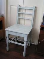 Houten stoel - whitewash lichtblauw, Blauw, Zo goed als nieuw, Eén, Hout