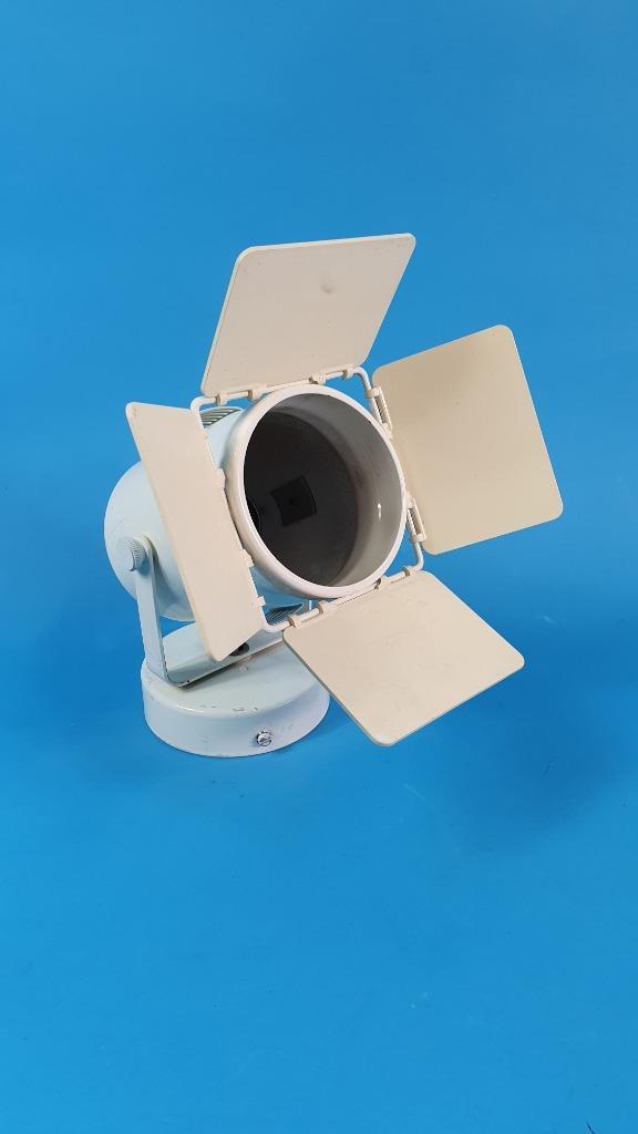 Vintage spot, filmspot of fotospot, wit metaal. 4A5, Huis en Inrichting, Lampen | Wandlampen, Gebruikt, Metaal, Ophalen of Verzenden