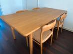 Deens design Møller 4 stoelen model 75 met grote tafel zgan, Huis en Inrichting, Tafels | Eettafels, Ophalen, Eikenhout, 50 tot 100 cm