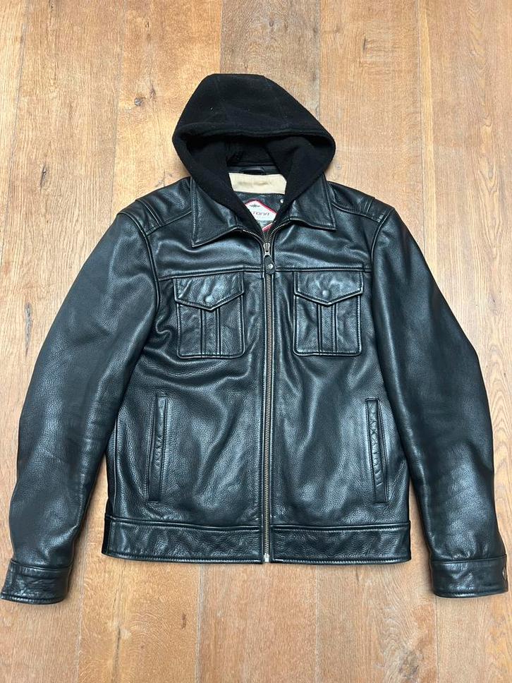 Daytona Leren Unisex Bomberjack /Motorjack & Hoodie Zwart XL, Kleding | Heren, Jassen | Winter, Zo goed als nieuw, Maat 56/58 (XL)