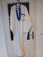 Sjeik Carnavalspak Wit met Blauwe Bies - 140cm, Carnaval, Overige maten, Ophalen of Verzenden, Zo goed als nieuw