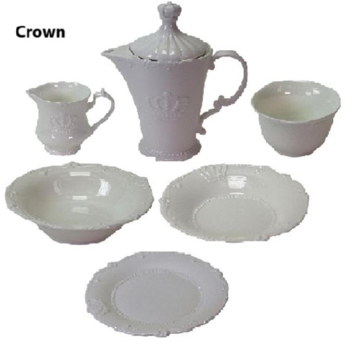 Servies Crown wit porselein Nieuw, Huis en Inrichting, Keuken | Servies, Nieuw, Overige typen, Overige stijlen, Porselein, Verzenden