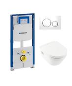 TOILETSET GEBERIT met WC POT VILLEROY & BOCH en DRUKPLAAT, Ophalen, Nieuw