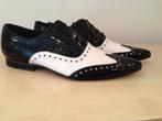 herenschoenen 42 zwart-wit croco lak leder poker, Ophalen, Zwart, Nieuw, Veterschoenen