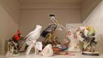 set van 6 porseleinen vogels, één houten vogel, Ophalen of Verzenden, Dier