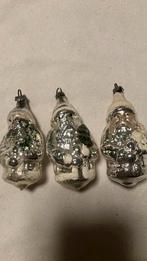 3 vintage antieke kerstballen, kerstmannen zilver, Diversen, Kerst, Ophalen of Verzenden, Zo goed als nieuw