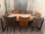 Eettafel met 6 stoelen met tv tafel & tea tafel, 150 tot 200 cm, 200 cm of meer, Ophalen of Verzenden, Zo goed als nieuw